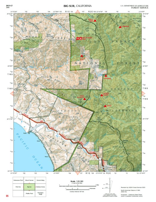 Big Sur Map by US Forest Service R5 | Avenza Maps