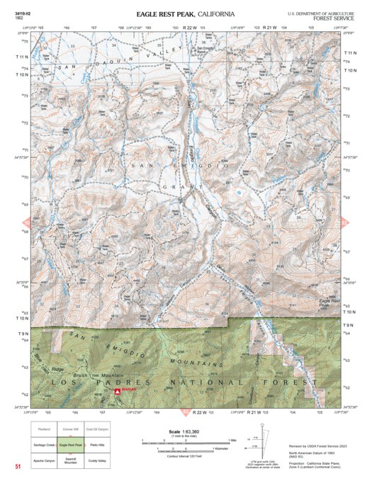 Eagle Rest Peak Map by US Forest Service R5 | Avenza Maps