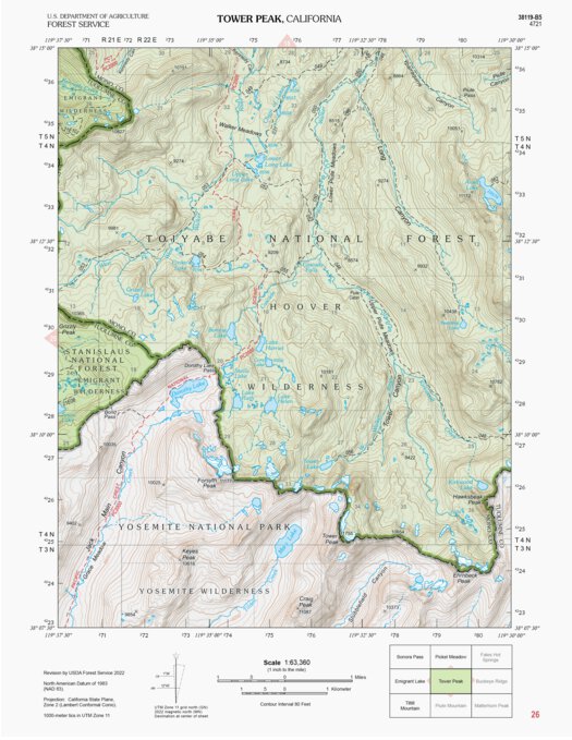 Tower Peak Map by US Forest Service R5 | Avenza Maps