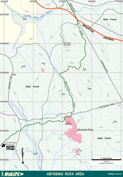 WalkGPS - Abyssinia Rock Walk Area - Darling Range Preview 1