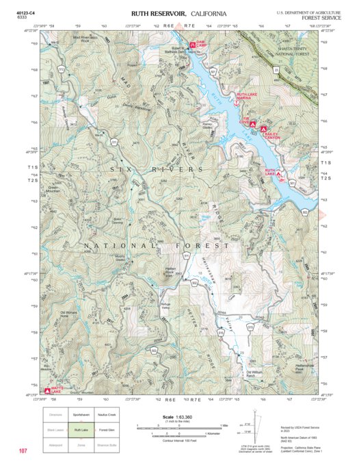 Ruth Reservoir Map by US Forest Service R5 | Avenza Maps