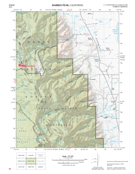 Warren Usfs Warren Peak Map by US Forest Service R5 | Avenza Maps