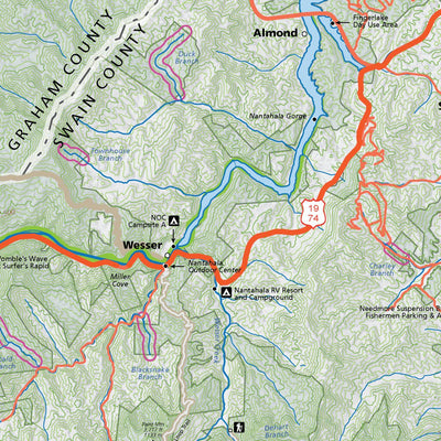 Western North Carolina Public Trout Waters Fishing Map Preview 3