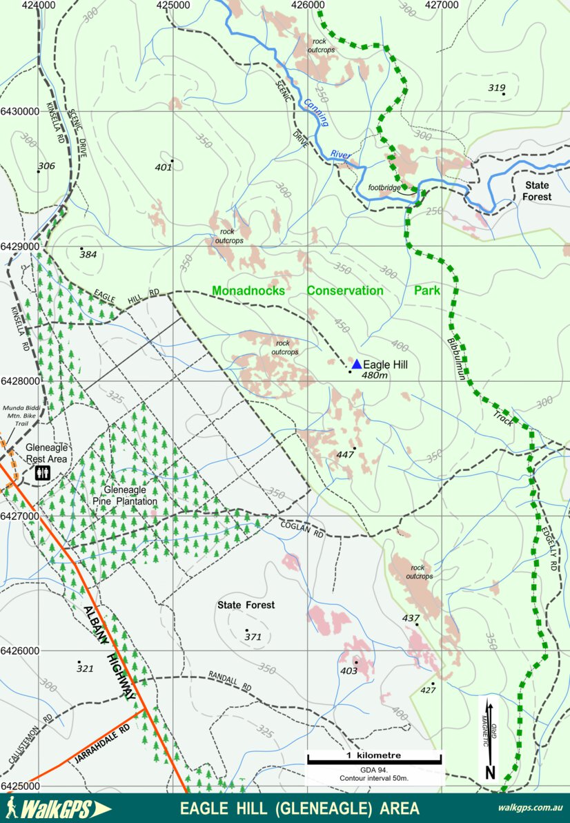 WalkGPS - Eagle Hill Walk Area - Darling Range Map by WalkGPS | Avenza Maps