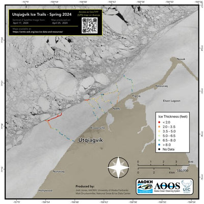 Utqiagvik Ice Trail Map with Thickness - 25 April 2024 Preview 1