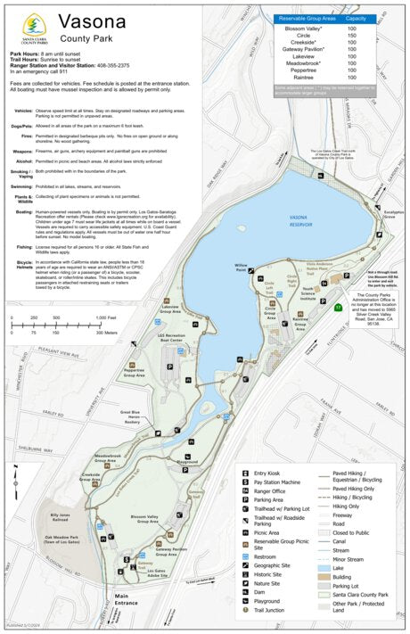 Vasona Lake County Park Guide Map Preview 1