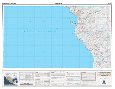 H1102 Baja, Mexico 1:250,000 Topographic Map Preview 1