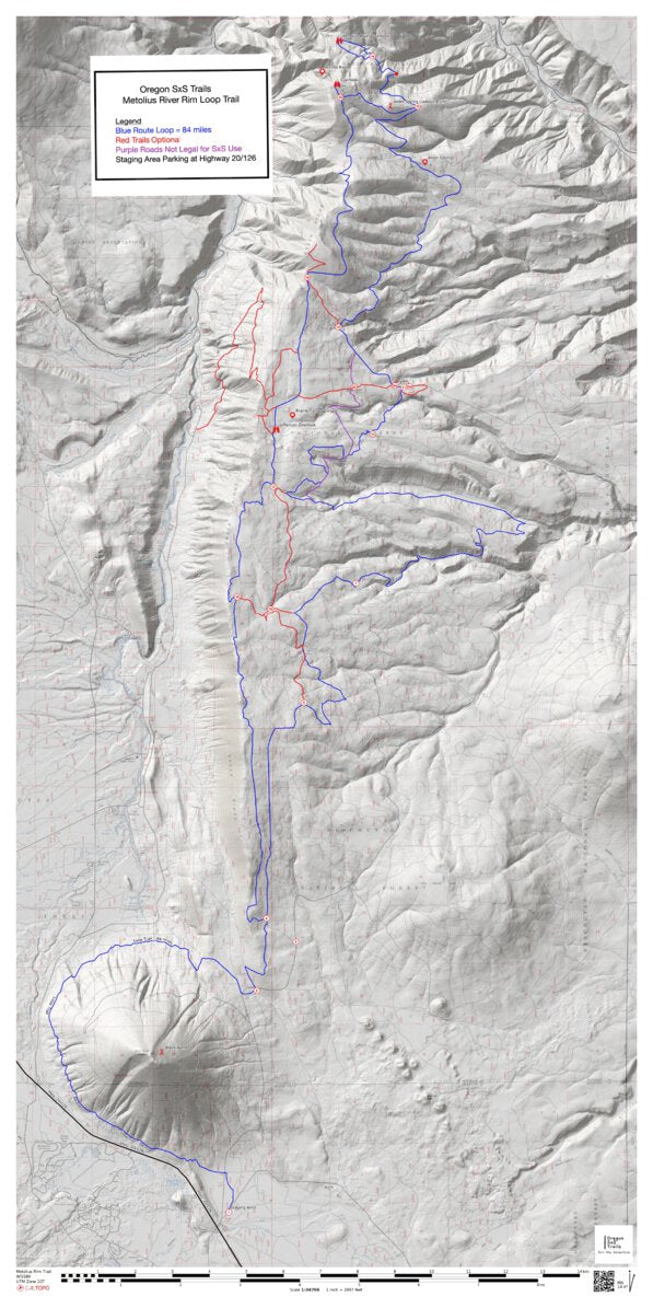 UTV Ride Metolius Rim Loop Map by Oregon State UTV Association Avenza