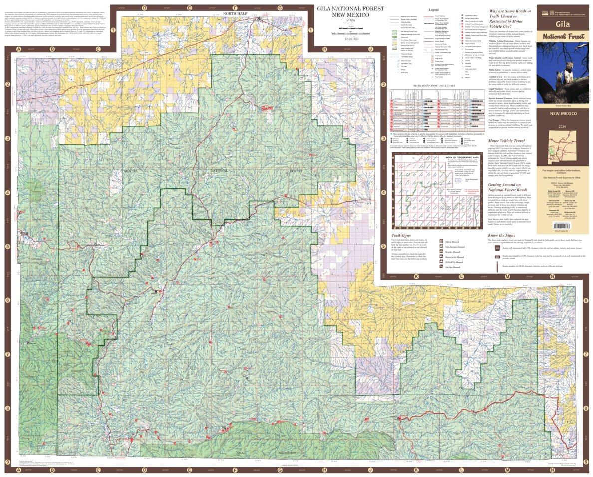Gila National Forest Visitor Map (North Half) by US Forest Service R3 ...