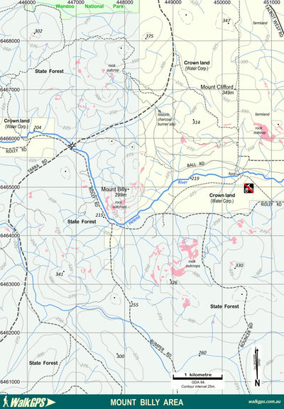 WalkGPS - Mount Billy Walk Area - Darling Range Preview 1