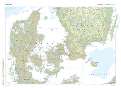 The Times Map of Denmark and Sweden (South) Preview 1