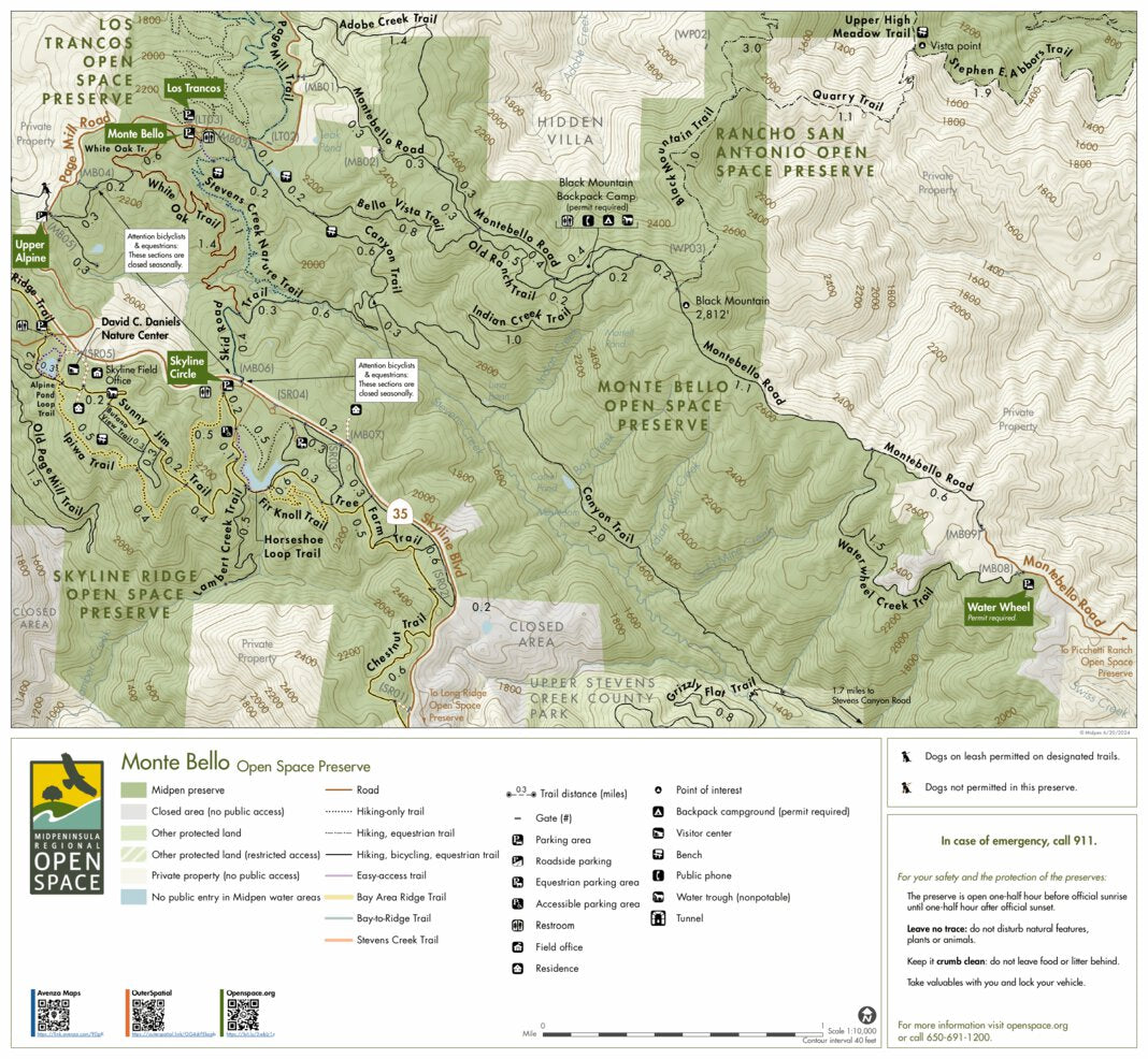 Monte Bello Open Space Preserve Map by Midpeninsula Regional Open Space ...