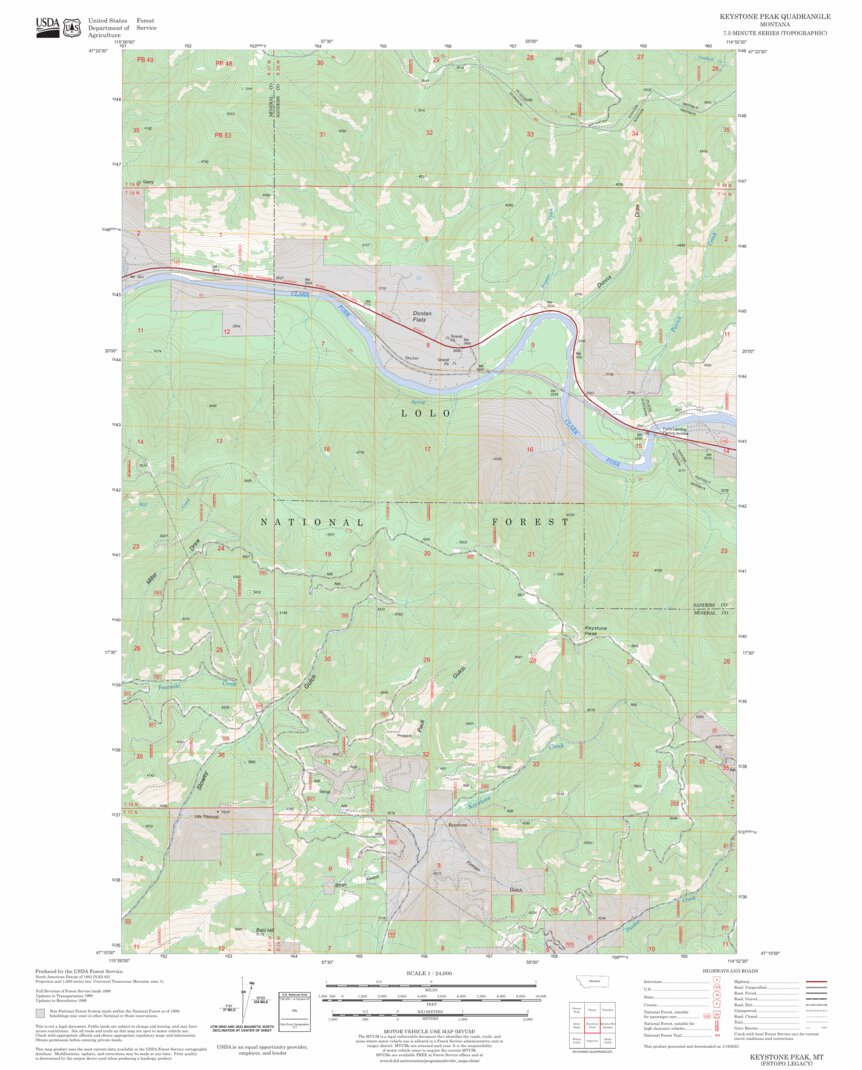 Keystone Peak, MT FSTopo Legacy Map by US Forest Service - Topo ...