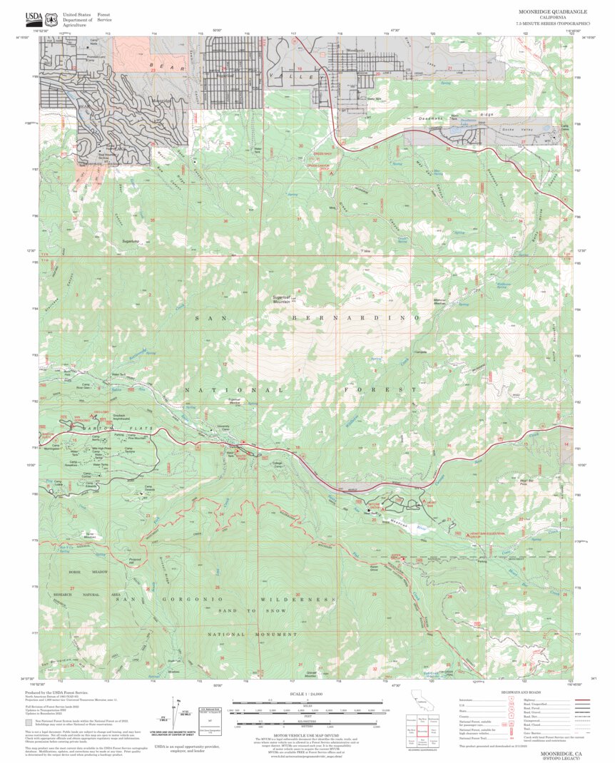 Moonridge, CA FSTopo Legacy Map by US Forest Service - Topo | Avenza Maps