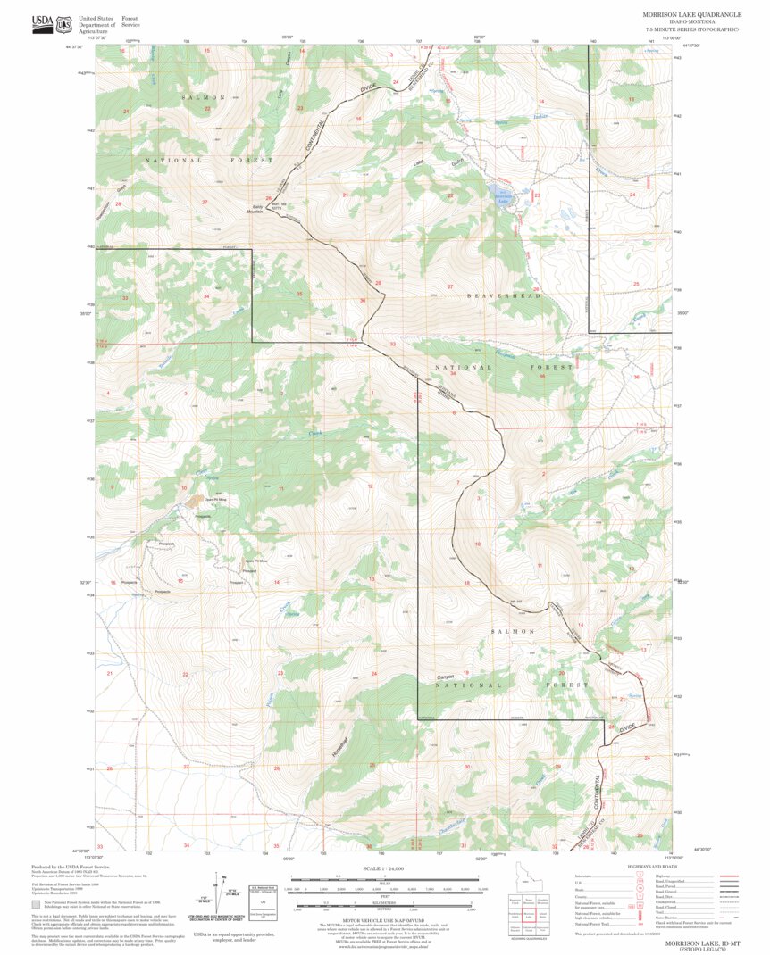 Morrison Lake, ID - MT FSTopo Legacy Map by US Forest Service - Topo ...