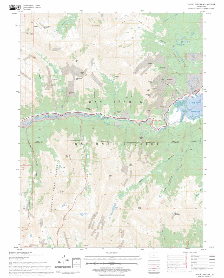 Mount Elbert, CO FSTopo Legacy Map by US Forest Service - Topo | Avenza ...