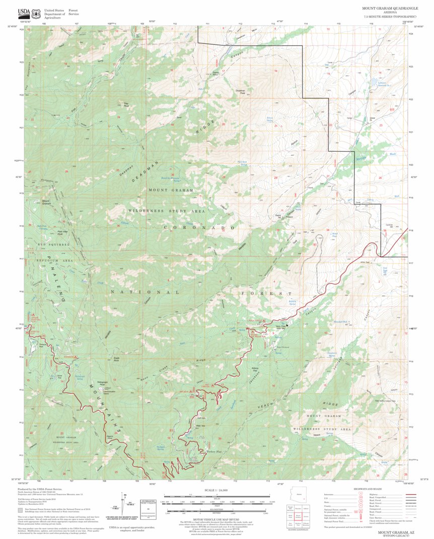 Mount Graham, AZ FSTopo Legacy Map by US Forest Service - Topo | Avenza ...