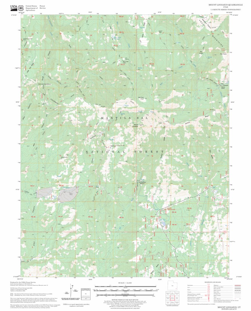 Mount Linnaeus, UT FSTopo Legacy Map by US Forest Service - Topo ...