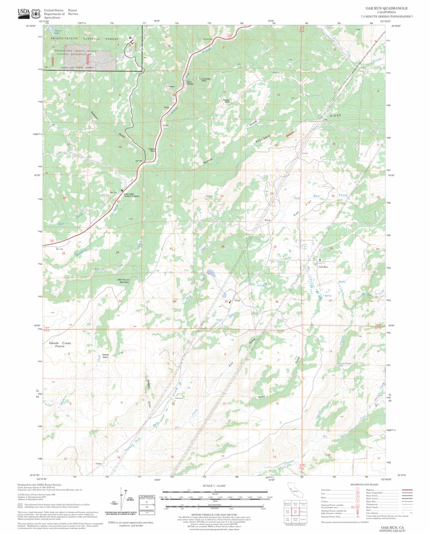 Oak Run, CA FSTopo Legacy Map by US Forest Service - Topo | Avenza Maps