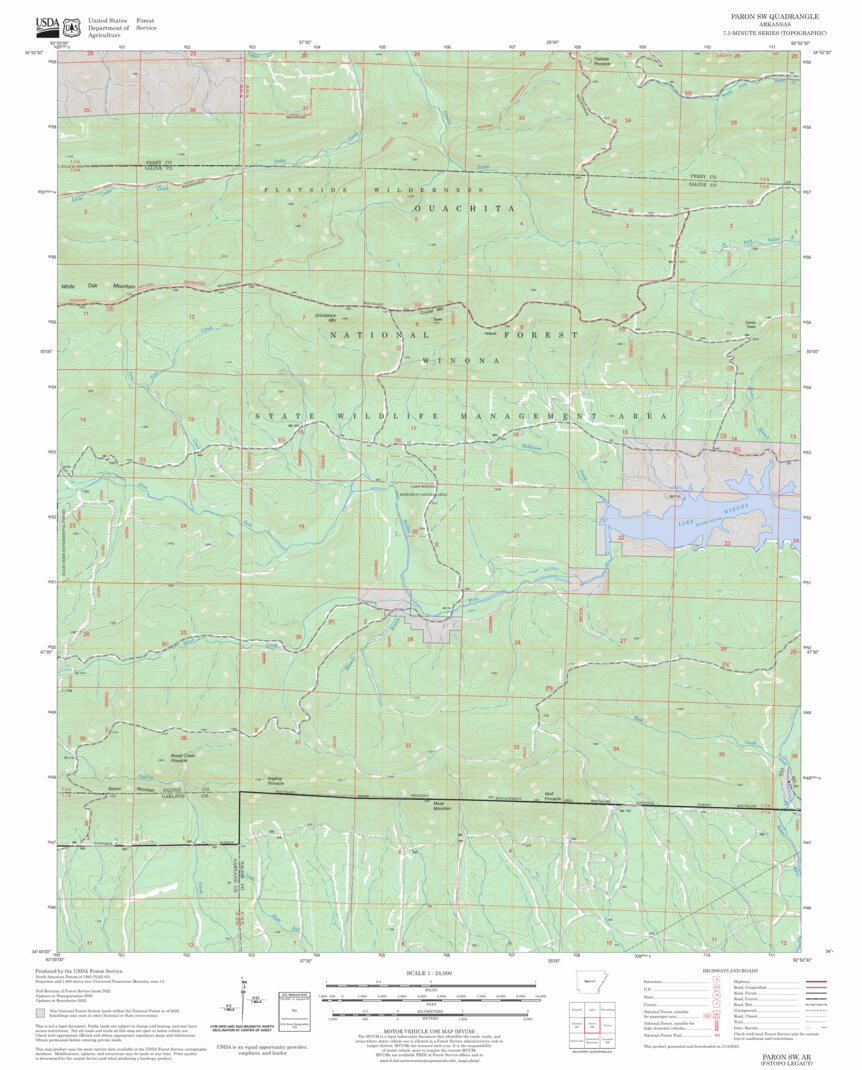 Paron SW, AR FSTopo Legacy Map by US Forest Service - Topo | Avenza Maps