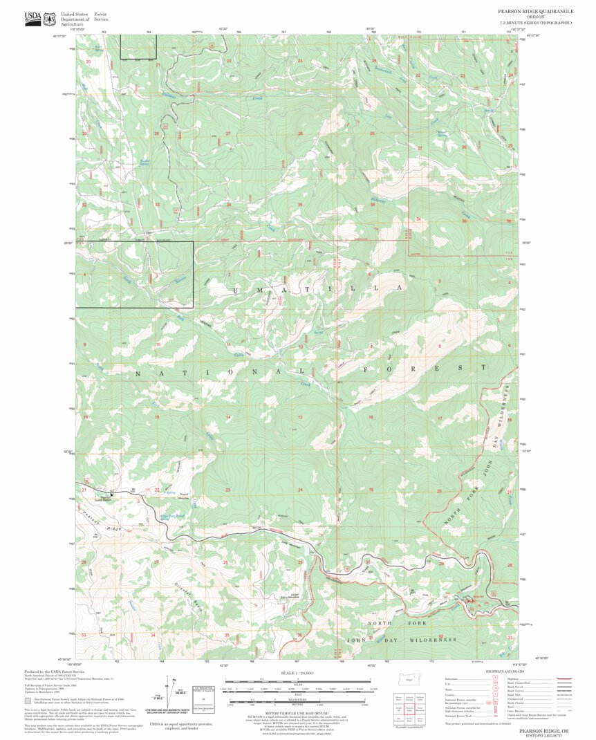 Pearson Ridge, OR FSTopo Legacy Map by US Forest Service - Topo ...