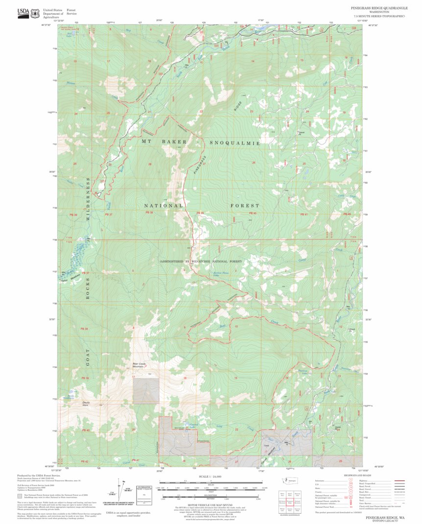 Pinegrass Ridge Pinegrass Ridge, WA FSTopo Legacy Map by US Forest Service - Topo ...