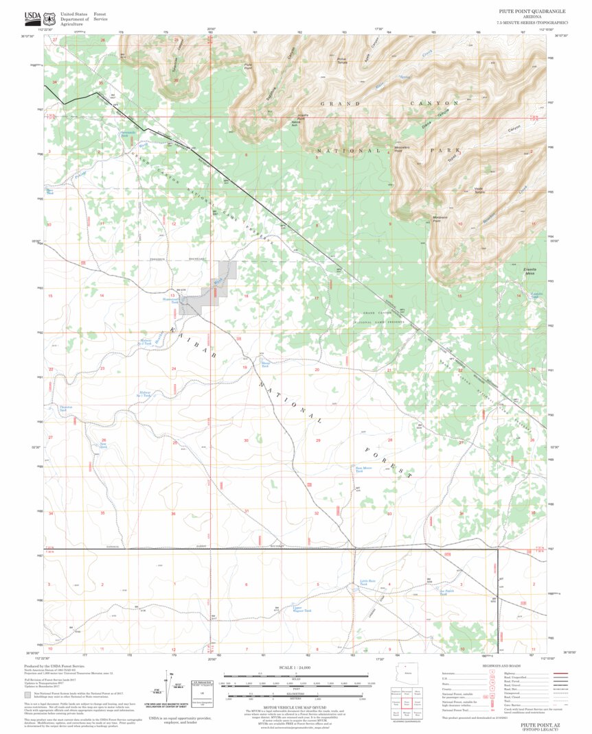 Piute Point, AZ FSTopo Legacy Map by US Forest Service - Topo | Avenza Maps