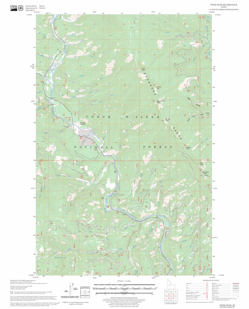 Pond Peak, ID FSTopo Legacy Map by US Forest Service - Topo | Avenza Maps