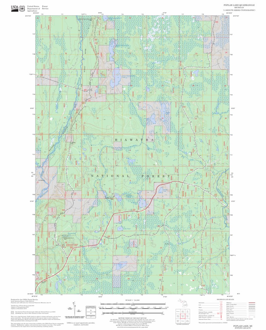 Poplar Lake, MI FSTopo Legacy Map by US Forest Service - Topo | Avenza Maps