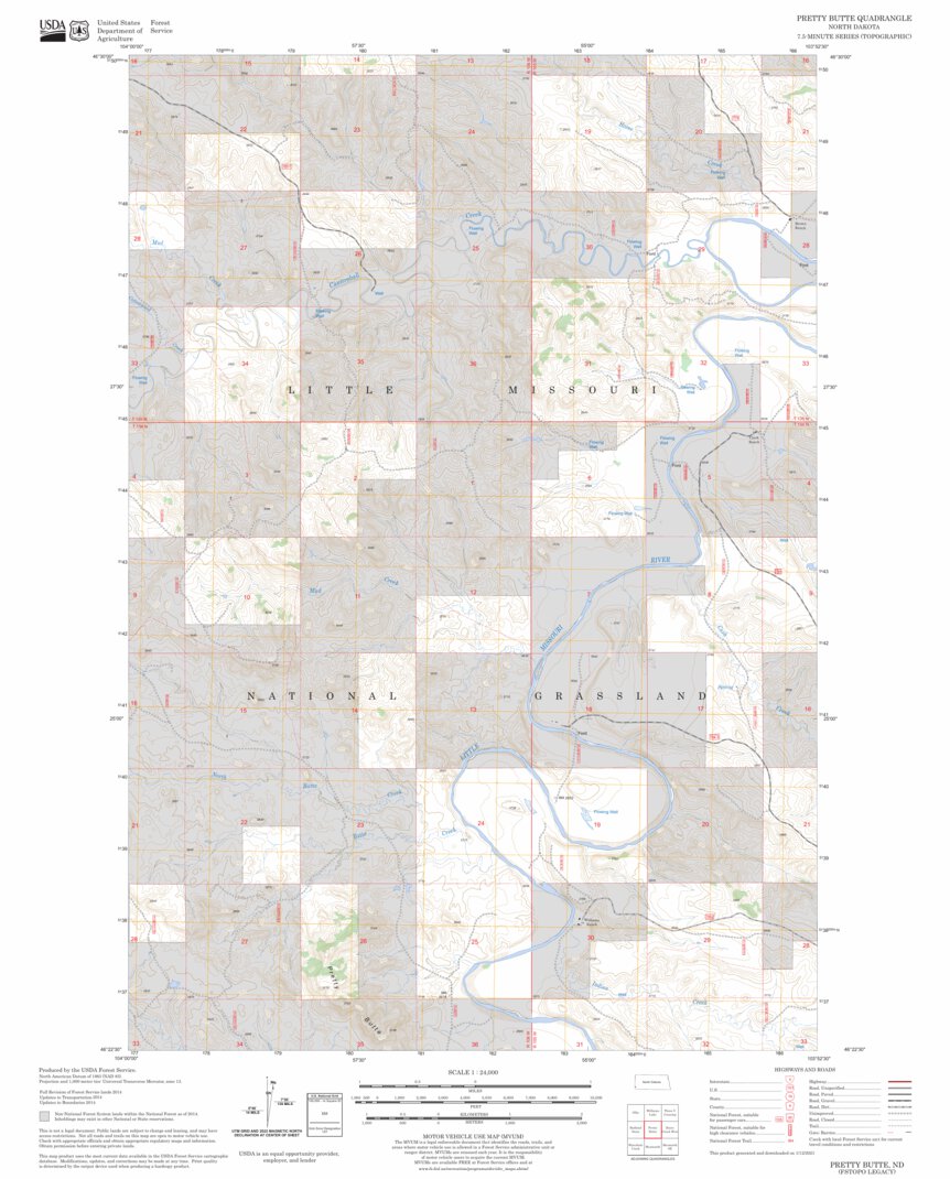 Pretty Butte, ND FSTopo Legacy Map by US Forest Service - Topo | Avenza ...