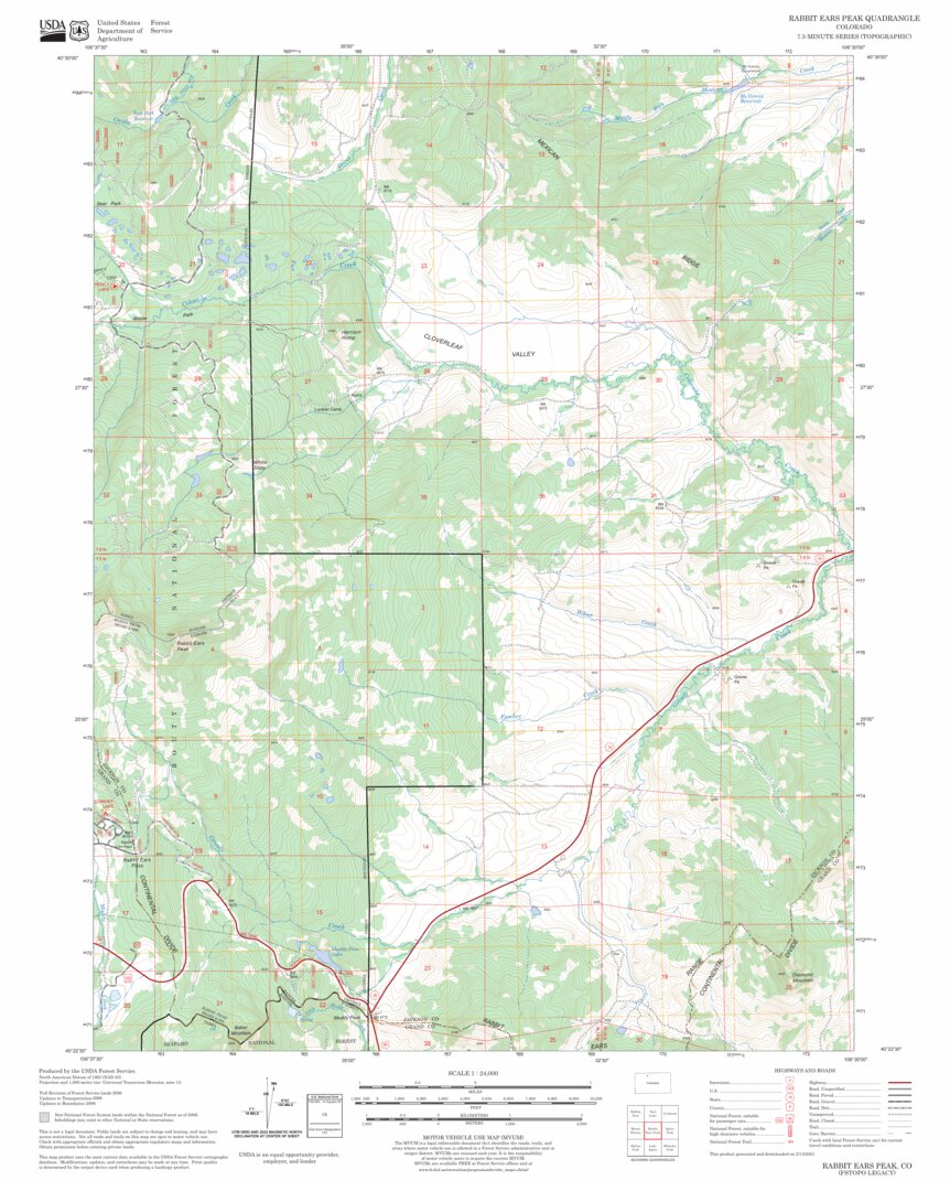 Rabbit Ears Peak, CO FSTopo Legacy Map by US Forest Service - Topo ...