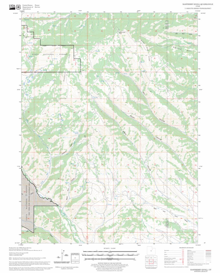 Raspberry Knoll, UT FSTopo Legacy Map by US Forest Service - Topo ...