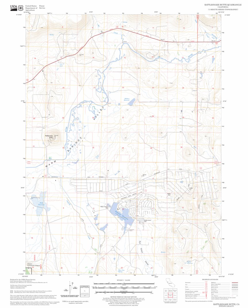 Rattlesnake Butte, CA FSTopo Legacy Map by US Forest Service - Topo ...
