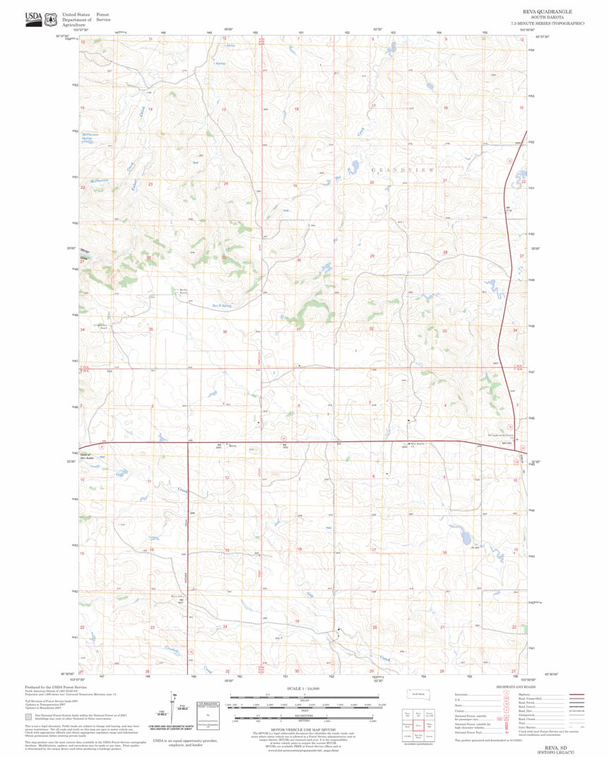 Reva, SD FSTopo Legacy Map by US Forest Service - Topo | Avenza Maps