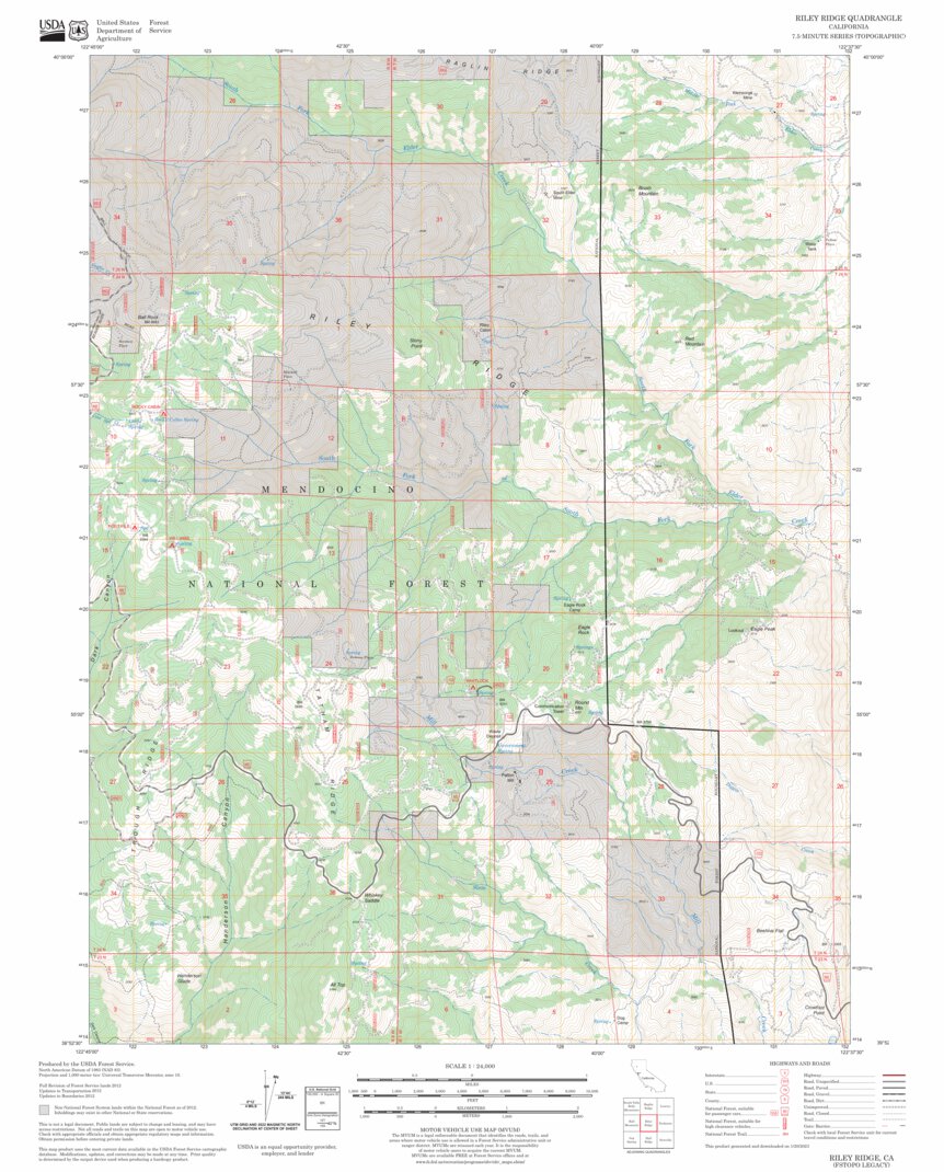 Riley Ridge, CA FSTopo Legacy Map by US Forest Service - Topo | Avenza Maps