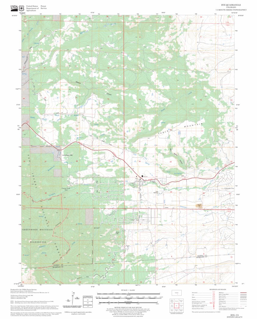 Rye, CO FSTopo Legacy Map by US Forest Service - Topo | Avenza Maps