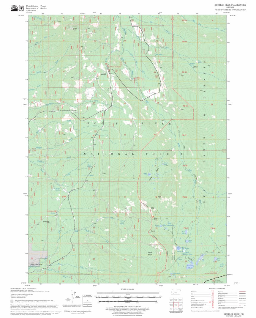Rustler Peak, OR FSTopo Legacy Map by US Forest Service - Topo | Avenza ...
