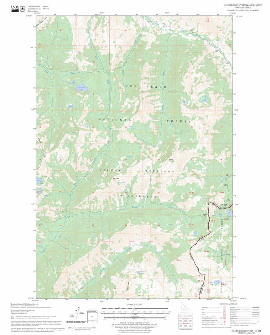 Saddle Mountain, ID - MT FSTopo Legacy Map by US Forest Service - Topo ...