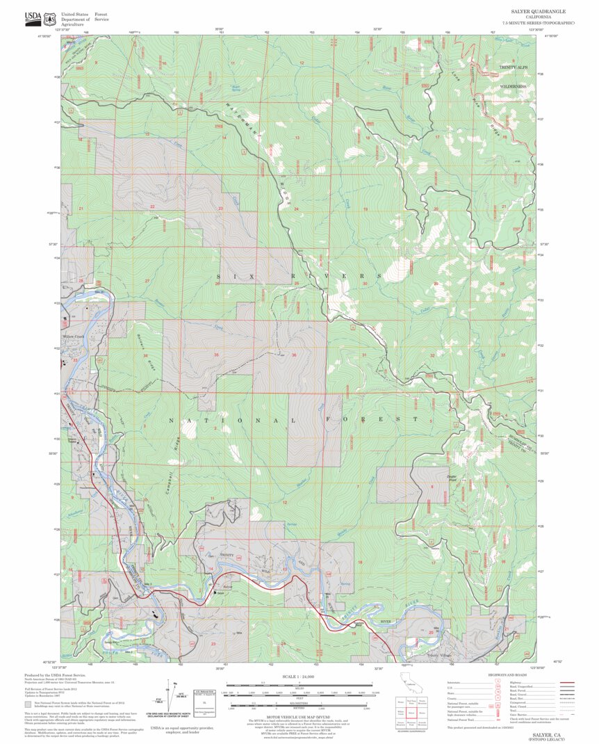 Salyer, CA FSTopo Legacy Map by US Forest Service - Topo | Avenza Maps