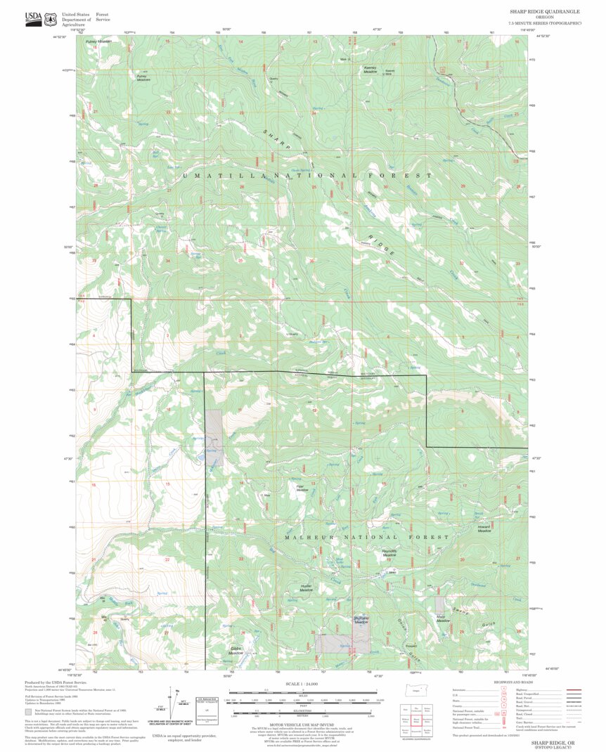 Sharp Ridge, OR FSTopo Legacy Map by US Forest Service - Topo | Avenza Maps