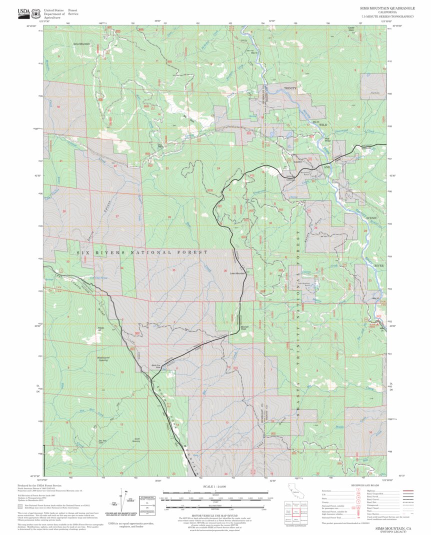 Sims Mountain, CA FSTopo Legacy Map by US Forest Service - Topo ...