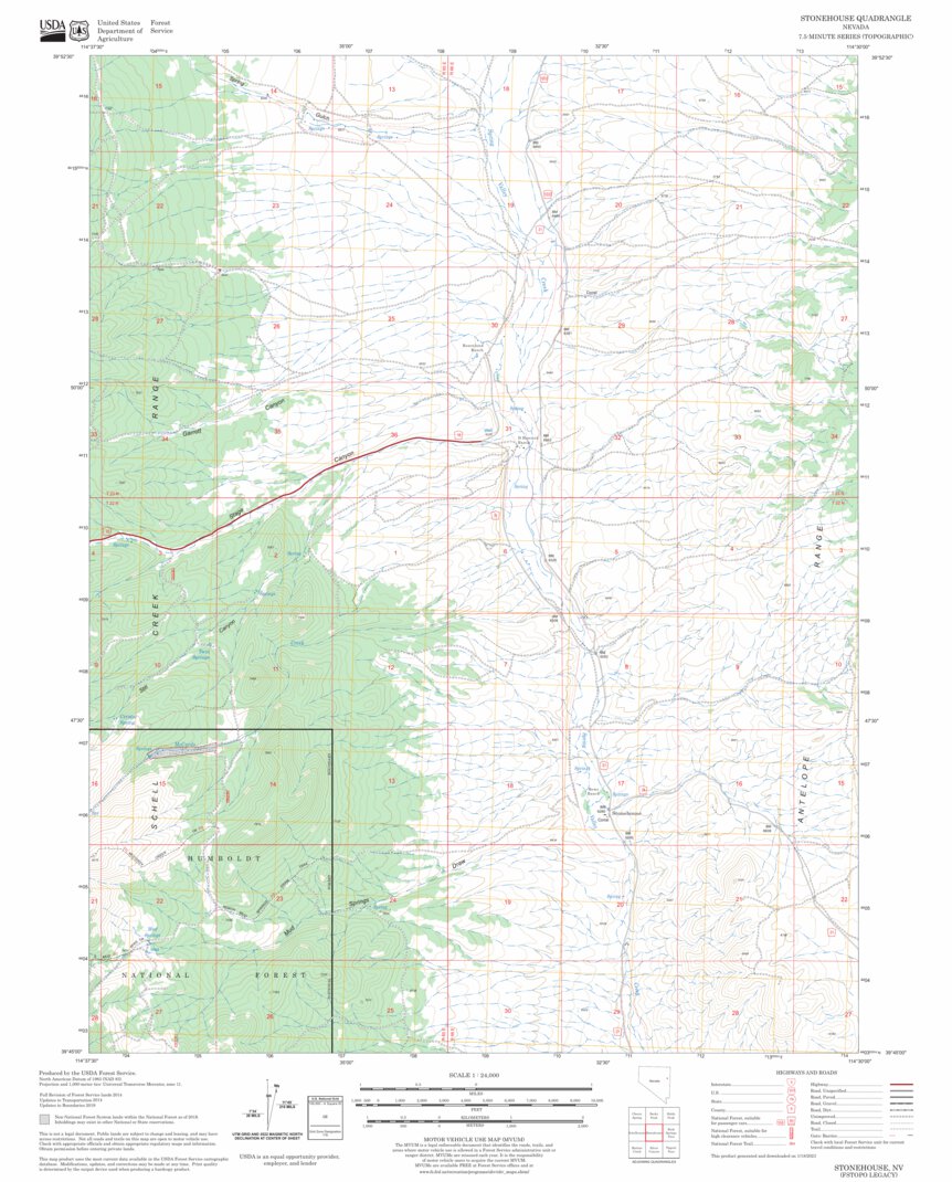 Stonehouse Map Stonehouse, NV FSTopo Legacy Map by US Forest Service - Topo | Avenza Maps