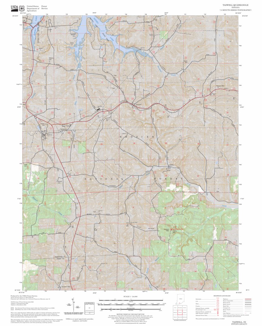 Taswell, IN FSTopo Legacy Map by US Forest Service - Topo | Avenza Maps