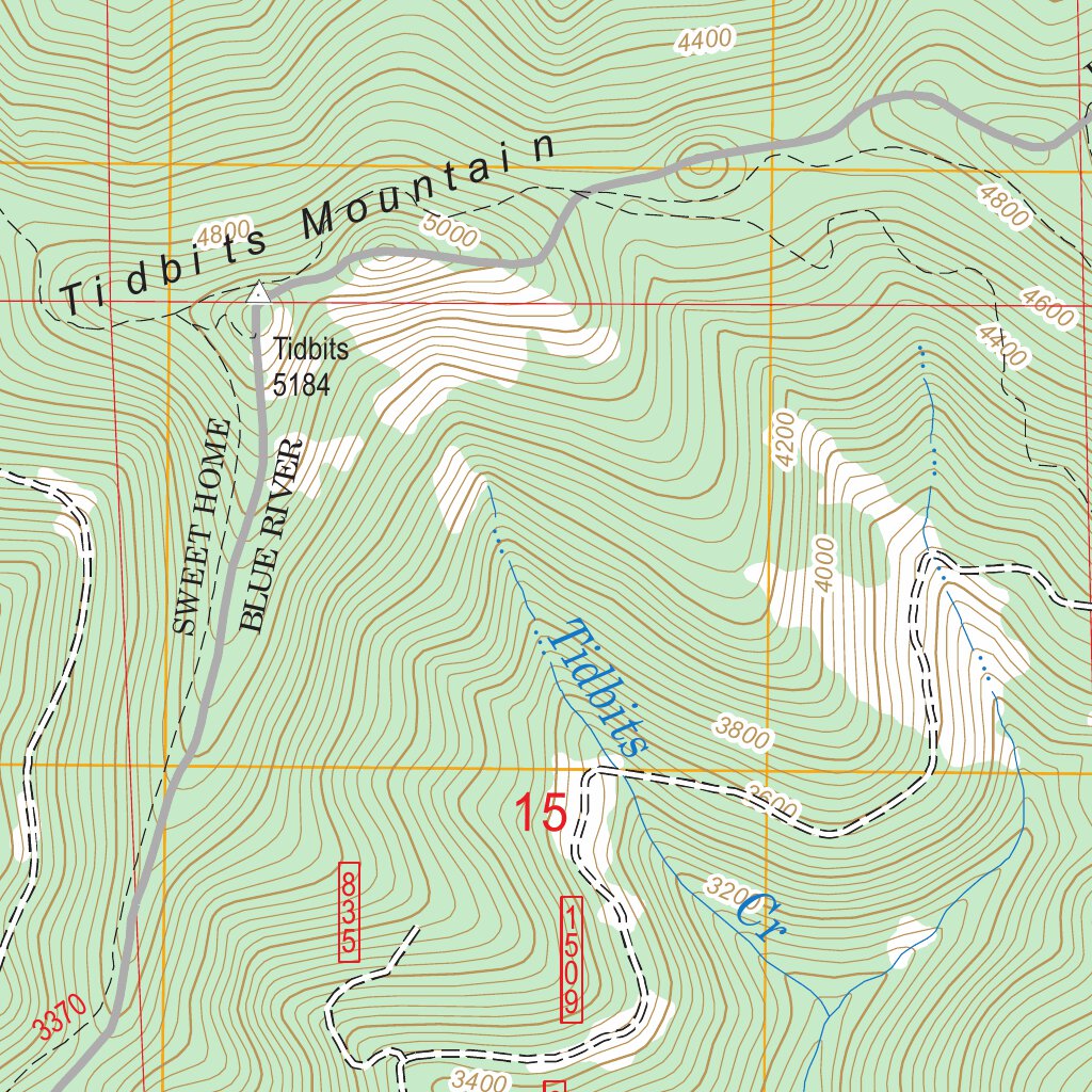 Tidbits Mountain, OR FSTopo Legacy Map by US Forest Service - Topo ...