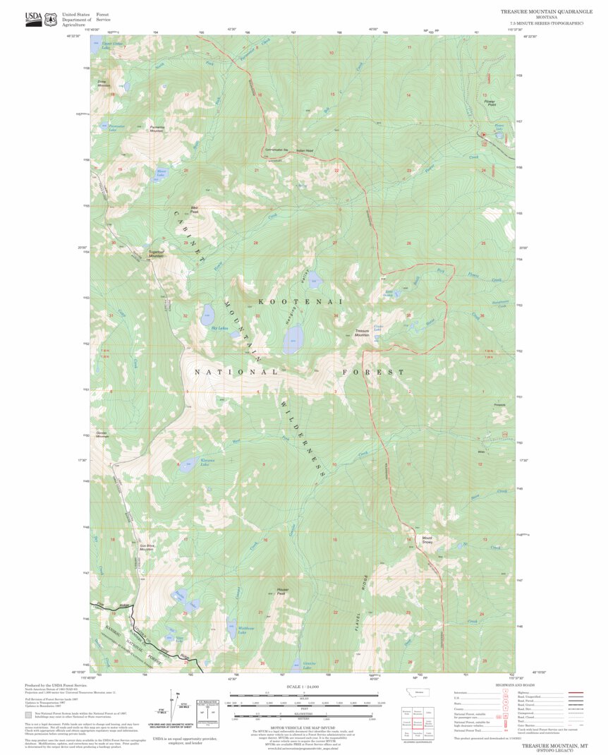 Treasure Mountain, MT FSTopo Legacy Map by US Forest Service - Topo ...