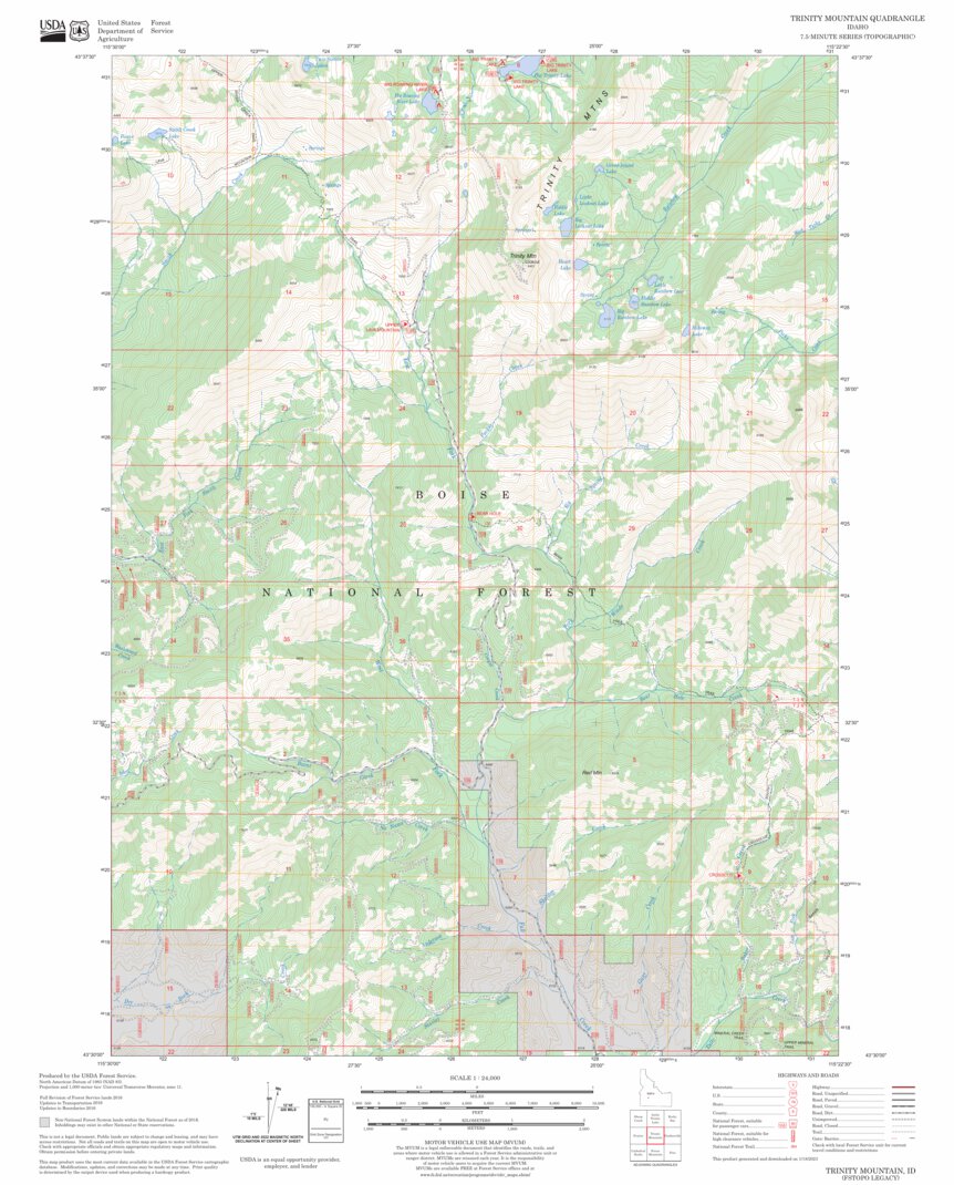 Blue Trinity Map Trinity Mountain, ID FSTopo Legacy Map by US Forest Service - Topo ...