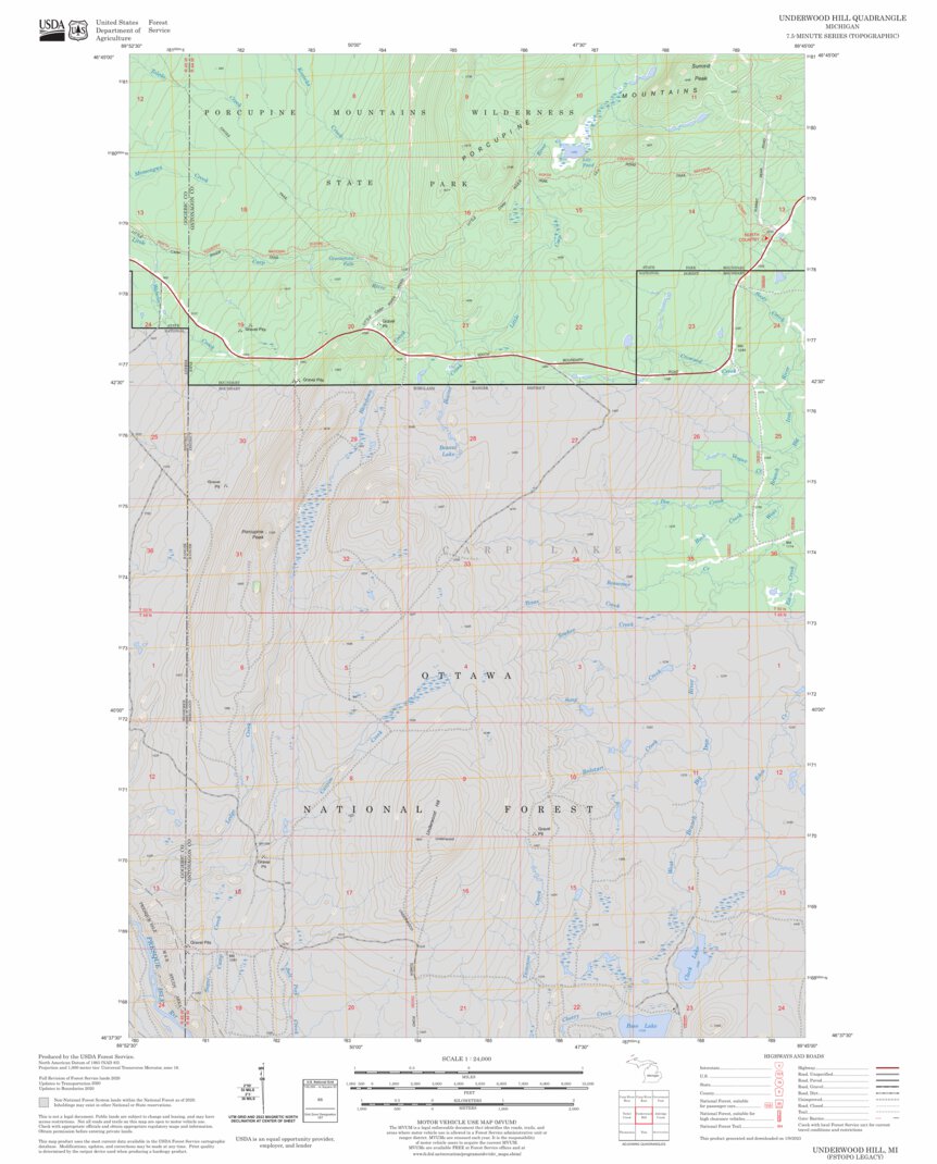 Underwood Hill, MI FSTopo Legacy Map by US Forest Service - Topo ...