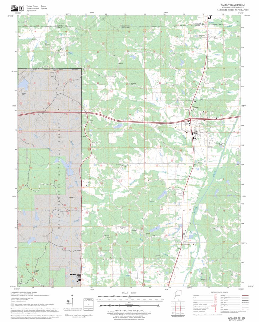 Walnut, MS - TN FSTopo Legacy Map by US Forest Service - Topo | Avenza Maps