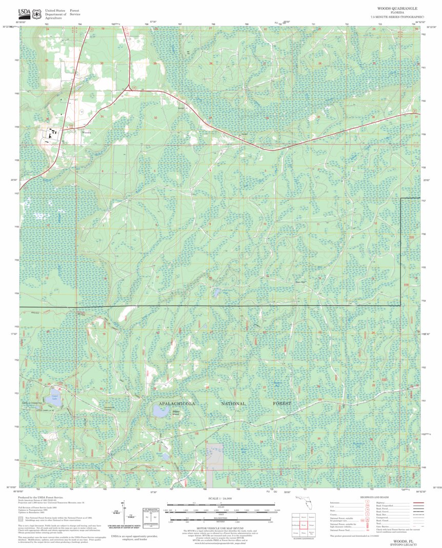 Woods, FL FSTopo Legacy Map by US Forest Service - Topo | Avenza Maps