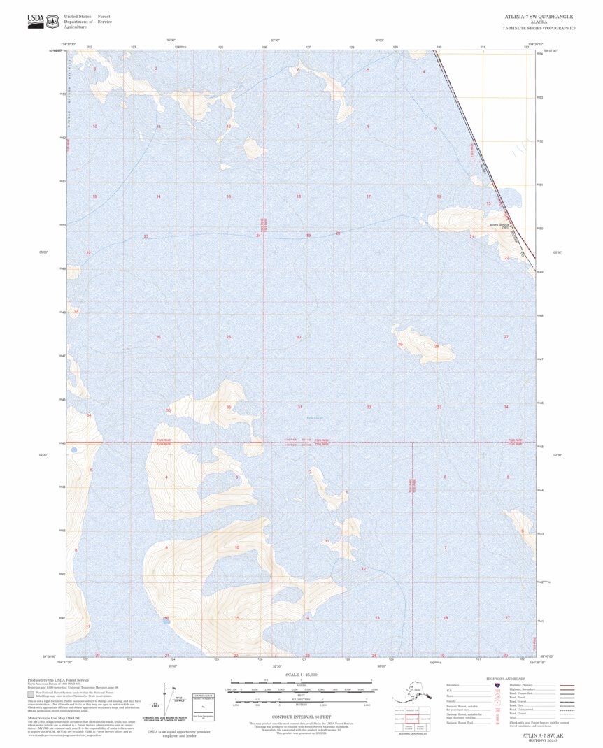Atlin A-7 SW, AK-BC FSTopo Map by US Forest Service - Topo | Avenza Maps